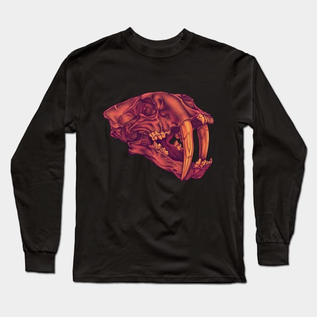 Sabre Tooth Tiger Long Sleeve T-Shirt by Crude Casey